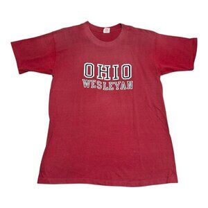 Vintage 70s 80s Ohio Wesleyan University Faded‎ Red Shirt Adult Large